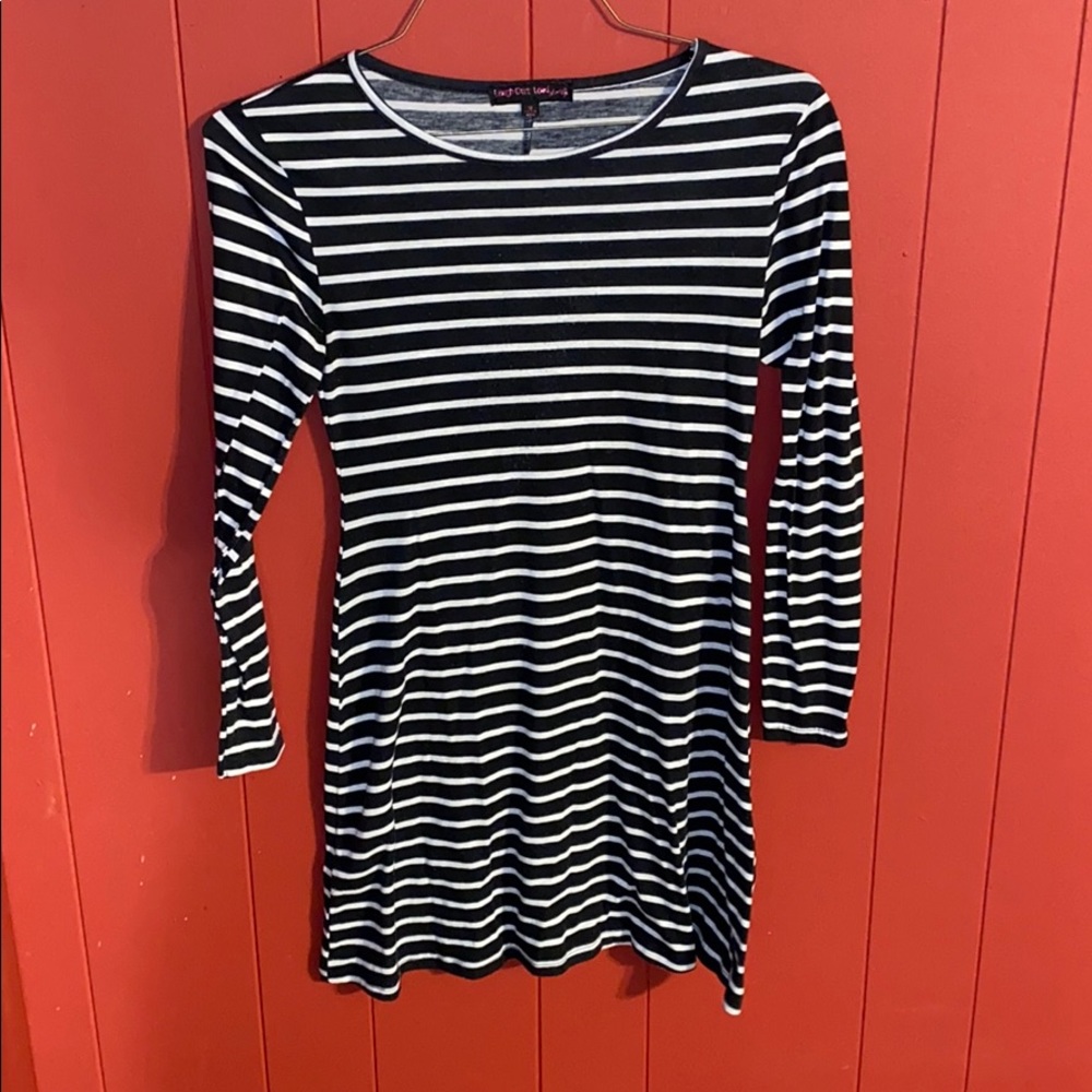 Long Sleeve striped black and white dress
